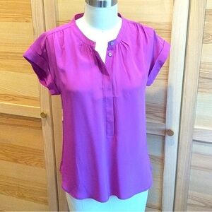 J Crew Popover Silk Button up in re-imagined Magenta Size S
